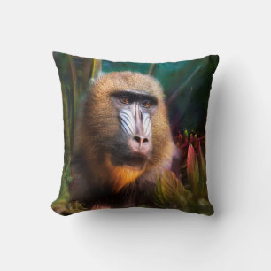 Mandril Baboon MASK IN DER JUNGLE Kissen