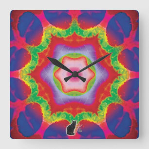 Mandril Kaleidoskop Quadratische Wanduhr
