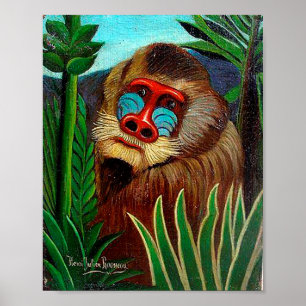 Mandrill im Dschungel von Henri Rousseau Poster