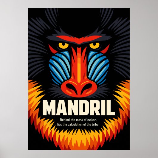 Mandrill Mask Color Illustration Poster (Vorne)
