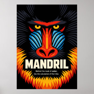 Mandrill-Maskenfarben-Illustration Poster