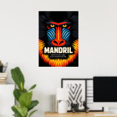 Mandrill-Maskenfarben-Illustration Poster (Heimbüro)