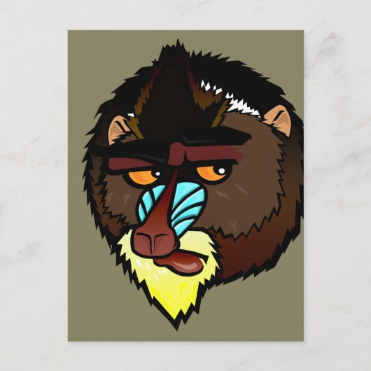 MANDRILL VERTICAL POSTCARD POSTKARTE (Vorderseite)