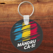 Mandru ca-s roman - Flagge Schlüsselanhänger (Vorderseite)