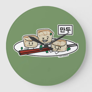 Mandu koreanisches Mehlkloß-dim sumfrühstück Große Wanduhr