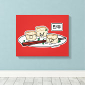 Mandu koreanisches Mehlkloß-dim sumfrühstück Leinwanddruck (Insitu (Holzboden))