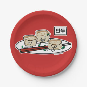 Mandu koreanisches Mehlkloß-dim sumfrühstück Pappteller