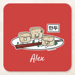 Mandu koreanisches Mehlkloß-dim sumfrühstück Rechteckiger Pappuntersetzer
