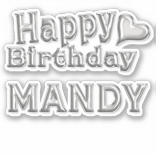 Mandy Happy Birthday silver Aufkleber Sticker