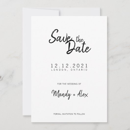 Mandy Minimalistisch Simple Save the Date (Vorderseite)