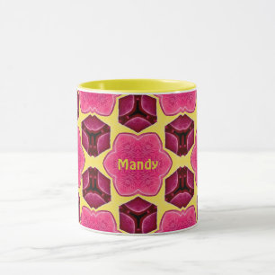 MANDY ~ Pink Mushroom Pattern ~ Personalisiert ~ Tasse