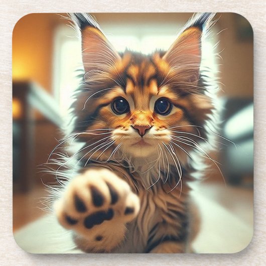 Mane Coon Kitten Getränkeuntersetzer (Vorderseite)