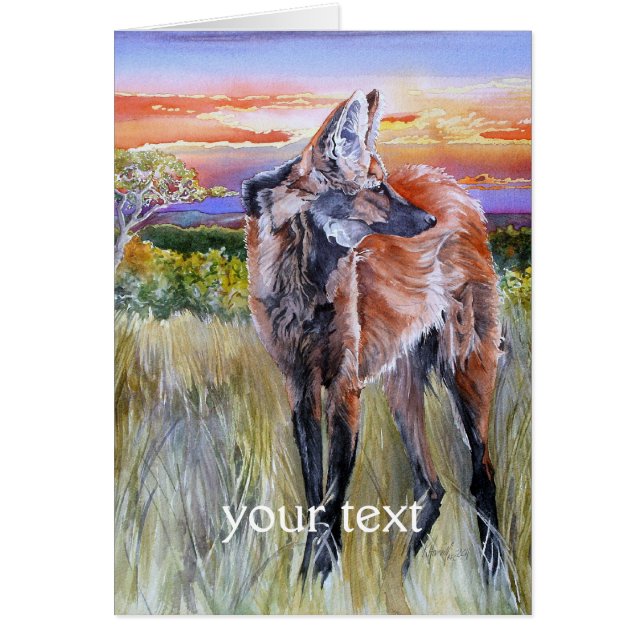 Maned Wolf-Aquarell-Kunst (Vorne)