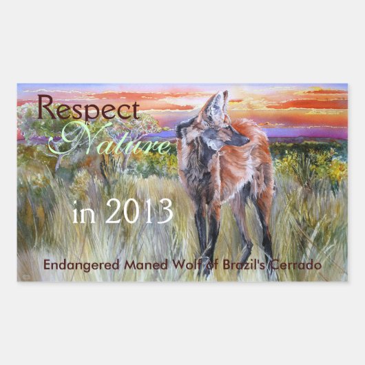 Maned Wolf Watercolor Art Stickers (Vorderseite)