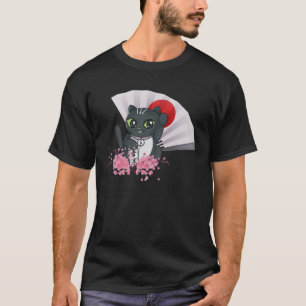 Maneki neko 招 き Lucky Cat mit Sakura Japan Fan el T-Shirt