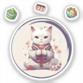 Maneki Neko Blue, Fortune Cat Sticker (Vorderseite)
