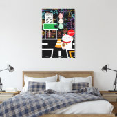 Maneki Neko Bunny Rabbit Wagashi Artwork Kawaii Leinwanddruck (Insitu (Schlafzimmer))