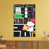 Maneki Neko Bunny Rabbit Wagashi Artwork Kawaii Leinwanddruck (Insitu (Wohnzimmer))