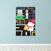 Maneki Neko Bunny Rabbit Wagashi Artwork Kawaii Leinwanddruck (Insitu (Holzboden))