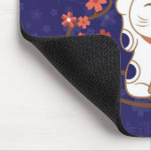 Maneki-neko cat with good luck kanji mousepad (Ecke)