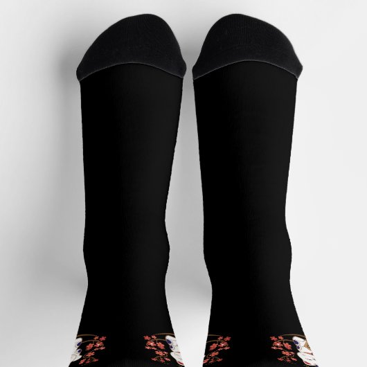 Maneki-neko cat with good luck kanji socken (Oben)