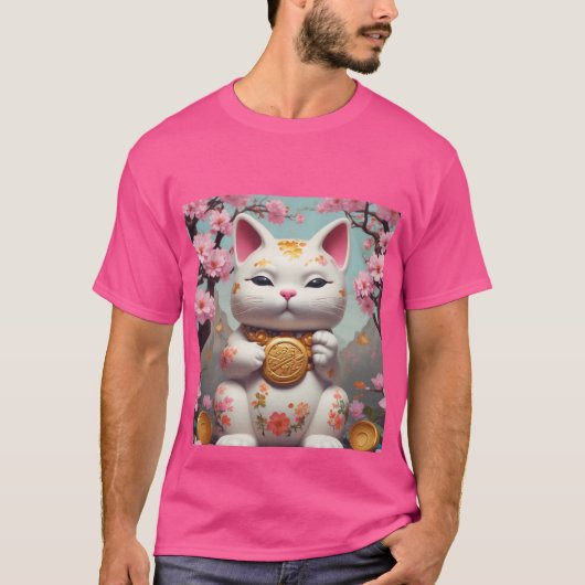 Maneki Neko Fortune Cat Viel Glück T-Shirt (Vorderseite)