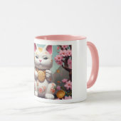 Maneki Neko Fortune Cat Viel Glück Tasse (VorderseiteRechts)