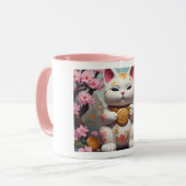 Maneki Neko Fortune Cat Viel Glück Tasse (Vorderseite Links)