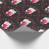 Maneki Neko für Valentinstag Geschenkpapier (Ecke)