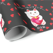 Maneki Neko für Valentinstag Geschenkpapier (Rolleneckpunkt)