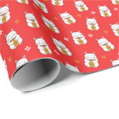 Maneki Neko Geschenkpapier (Rolleneckpunkt)
