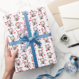 Maneki Neko Geschenkpapier, Glückskatze  Geschenkpapier