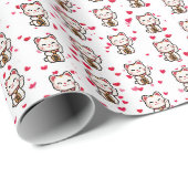 Maneki Neko Geschenkpapier, Glückskatze Geschenkpapier (Rolleneckpunkt)