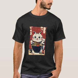Maneki Neko Glück Ramen Suppen Katze Glücksbringer T-Shirt