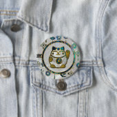 Maneki Neko glückliche Katze auf Perle und Button (Beispiel)