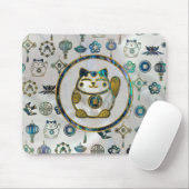 Maneki Neko glückliche Katze auf Perle und Mousepad (Mit Mouse)