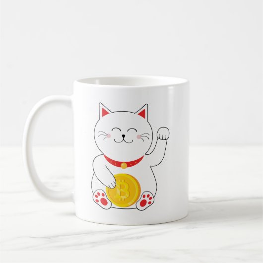 Maneki Neko glückliche Katze Bitcoin Tasse (Links)