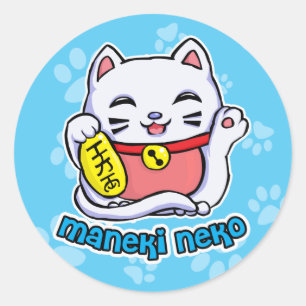 Maneki Neko glückliche Katze Runder Aufkleber