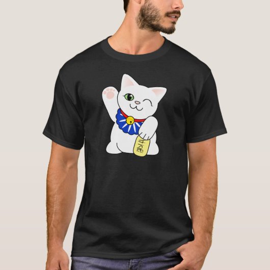 Maneki Neko glückliche Katze T-Shirt (Vorderseite)
