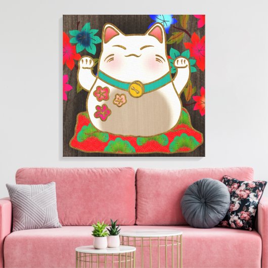 Maneki Neko Glückskatze Leinwanddruck (Insitu (Wohnzimmer))