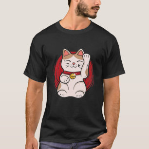 Maneki Neko Glückskatze Statue winkend japanischer T-Shirt