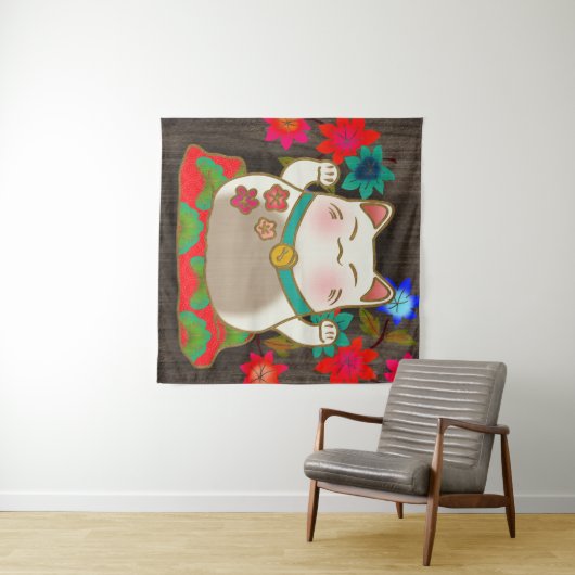 Maneki Neko Glückskatze Wandteppich (Beispiel (Horizontal))