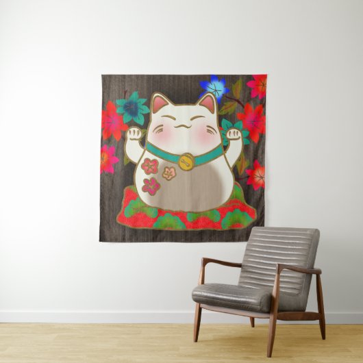 Maneki Neko Glückskatze Wandteppich (Beispiel)