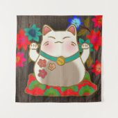 Maneki Neko Glückskatze Wandteppich (Vorderseite)