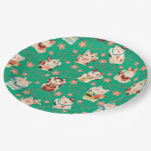 Maneki Neko Glückskatzen Pappteller (Schrägansicht)