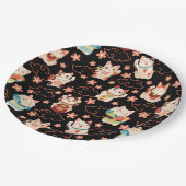 Maneki Neko Glückskatzen Pappteller (Schrägansicht)