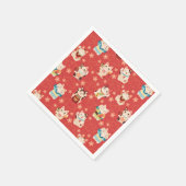 Maneki Neko Glückskatzen Personalisiert  Serviette (Ecke)