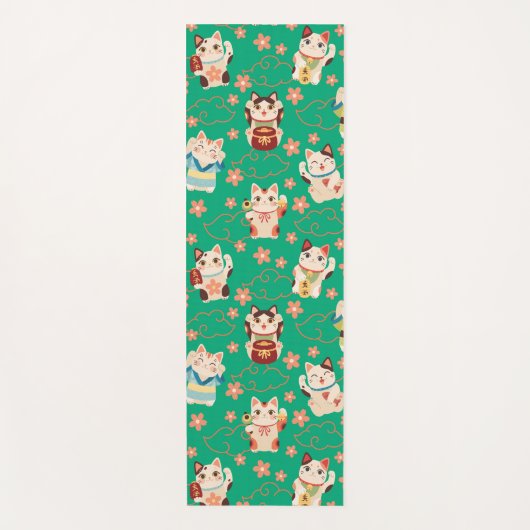 Maneki Neko Glückskatzen Yogamatte (Vorderseite)