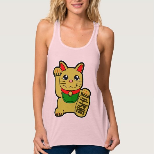Maneki Neko: Gold Lucky Cat Tank Top (Vorderseite)