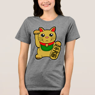 Maneki Neko: Gold Lucky Cat Tri-Blend Shirt